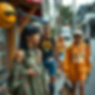 A vibrant street scene showcasing unique personal styles.