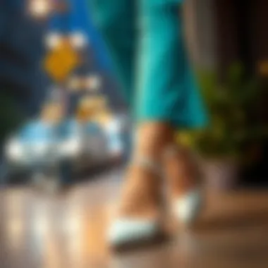 Fashionable outfit styled with fancy white flats