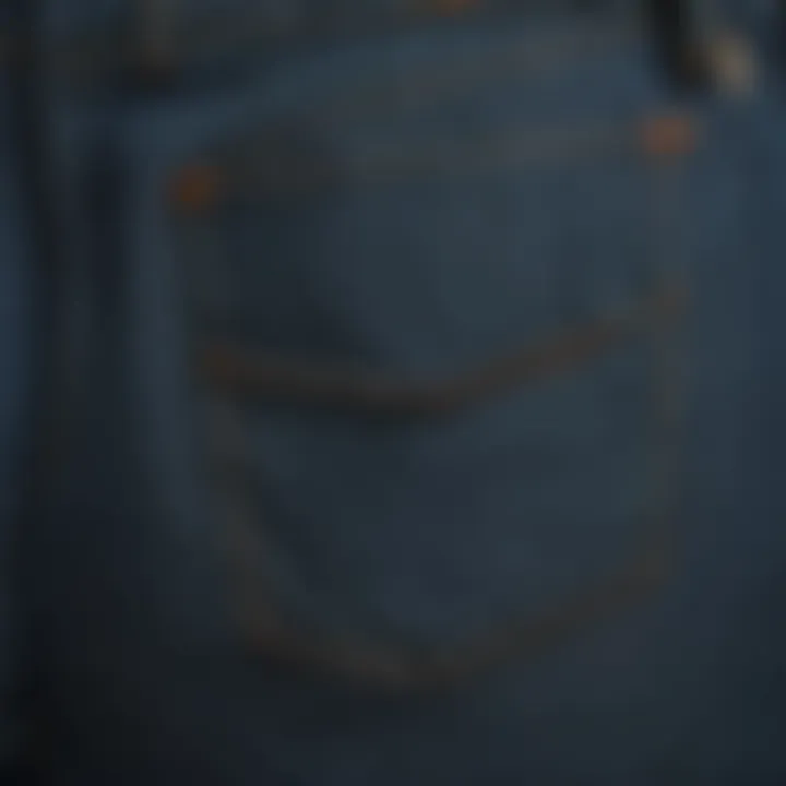 Close-up of the unique fabric texture of bell bottom jeans