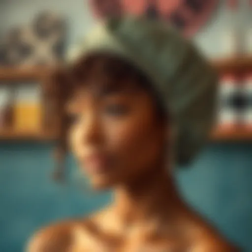 Enhancing Curly Hair with Plopping Caps Curly hair wrapped in a plopping cap for enhanced styling