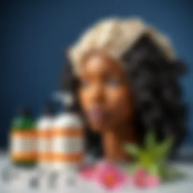 Sustainable Practices in Curly Hair Care Sustainable hair care products alongside plopping cap