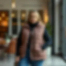 Stylish plus size winter vest in a modern setting