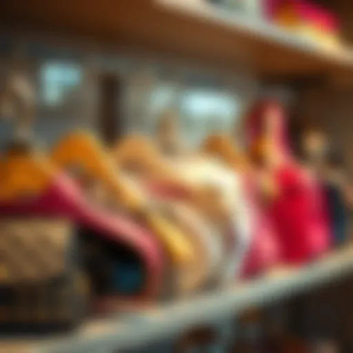 Elegant assortment of purse hangers displayed on a shelf