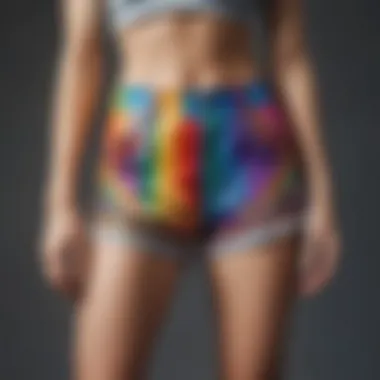 Cultural motifs and designs on rainbow shorts