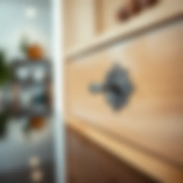 Antique Drawer Pull in Contemporary Setting A beautifully restored antique single hole drawer pull installed in a modern interior