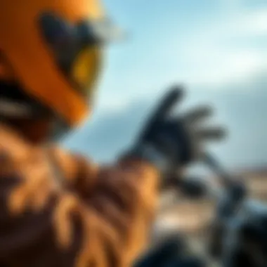 Riding in Windy Conditions with Confidence Rider using windproof gloves in challenging weather conditions.