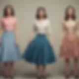 A timeline showcasing the historical evolution of skirts across different eras.