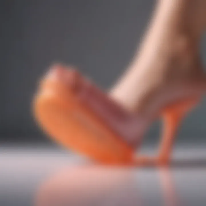 Close-up of silicone heel cups demonstrating their supportive design