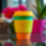 A stylish silicone tea cup cover in vibrant colors