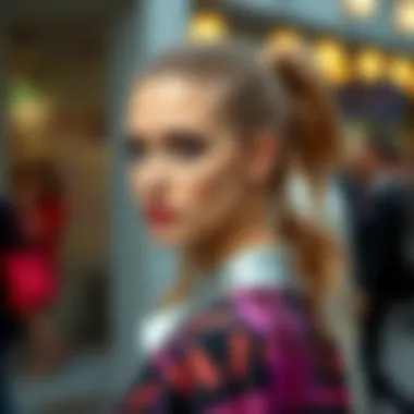 Contemporary fashion styling with silver pony tail holder