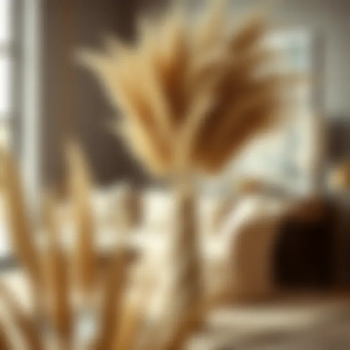 Artistic arrangement of pampas grass used in a stylish interior decor setting