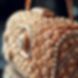 A close-up of a luxurious sparkly clutch purse showcasing intricate beadwork