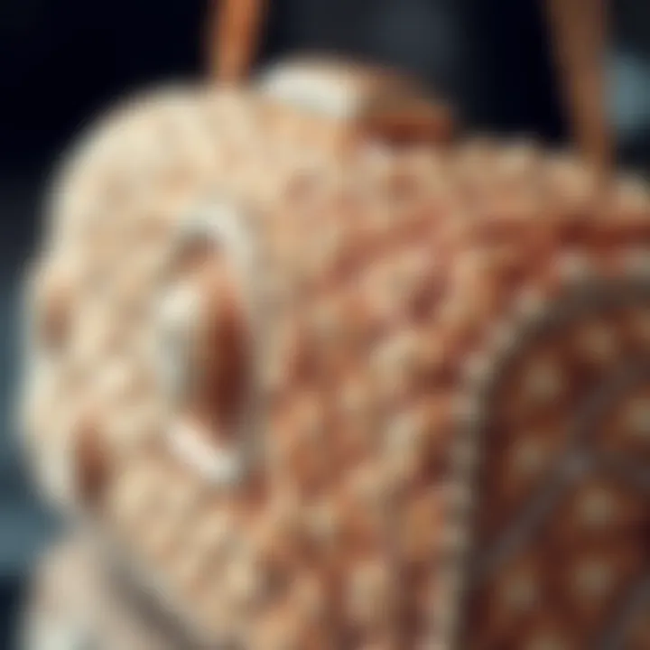 Intricate Beadwork on a Sparkly Clutch A close-up of a luxurious sparkly clutch purse showcasing intricate beadwork