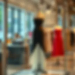 Elegant split hem dress showcased on a mannequin with stylish accessories.