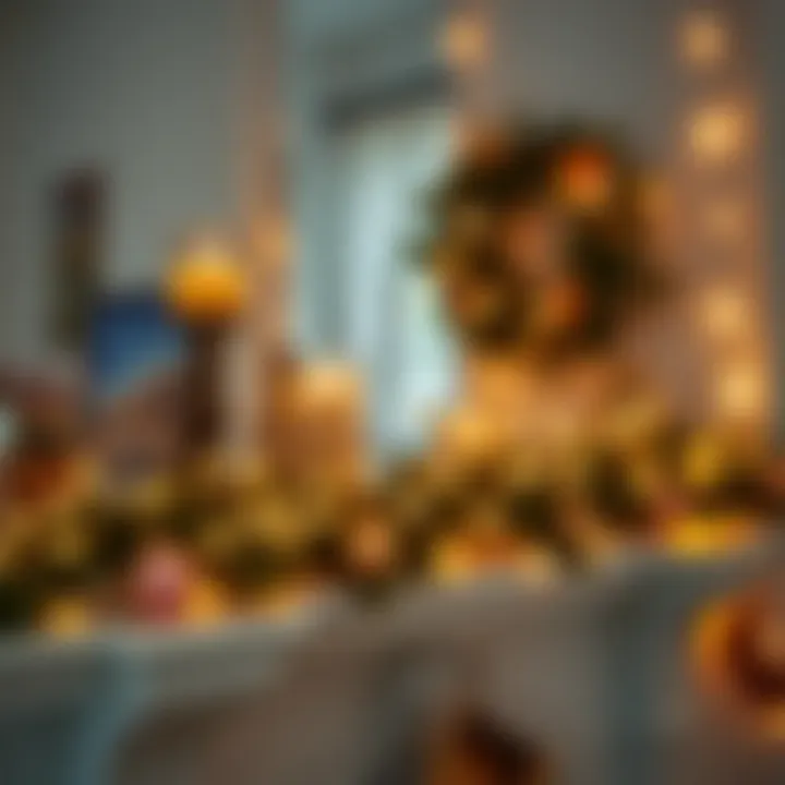 Cozy atmosphere created with warm string lights on a mantle