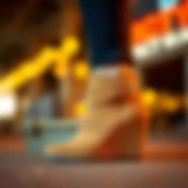 Eco-friendly wedge boots showcasing sustainable materials.