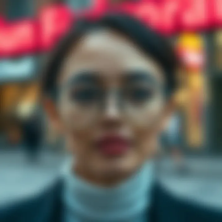 A modern trend showcase featuring stylish oversized round glasses