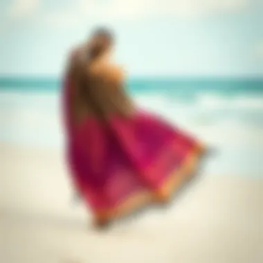 Elegance of Cheetah Print Sarongs on a Beach A stunning display of cheetah print sarongs draped elegantly on a beach