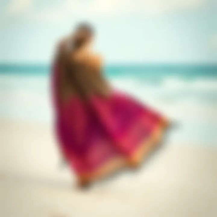 Elegance of Cheetah Print Sarongs on a Beach A stunning display of cheetah print sarongs draped elegantly on a beach