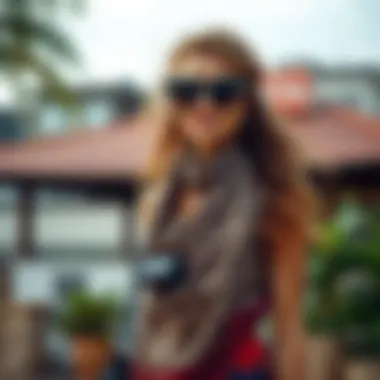 Fashionable Styling with Cheetah Print Sarong A fashionable ensemble featuring a cheetah print sarong styled with complementary accessories