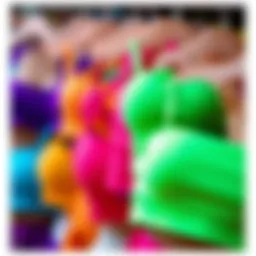 A vibrant selection of crop tops showcasing various colors and designs