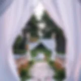 Outdoor Wedding with Framed Chiffon Elegance Elegant white chiffon curtains framing a beautiful outdoor wedding ceremony