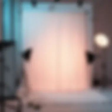 Dreamy Photography Studio with Chiffon Backdrop White chiffon curtains creating a dreamy atmosphere for a photography studio