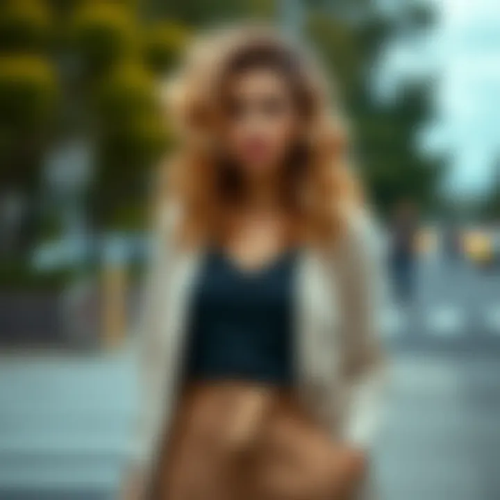 Personal Style with Ombre Blonde Curly Wig Stylish outfit paired with an ombre blonde curly wig, illustrating personal style.