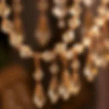 Close-up of intricate craftsmanship in a crystal garland strand