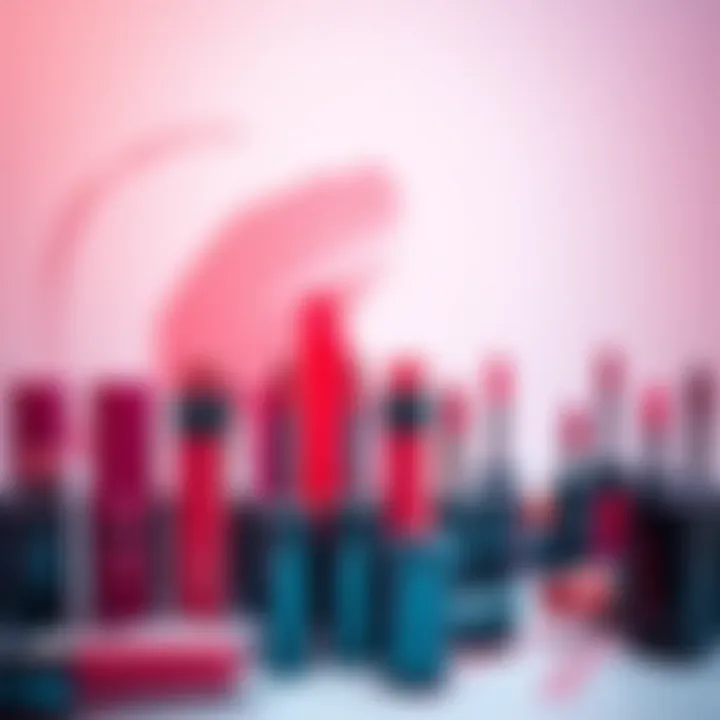 An artistic arrangement of various liquid blush tubes in different colors