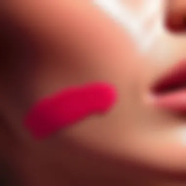 Close-up of liquid blush applied on a cheek demonstrating luminosity