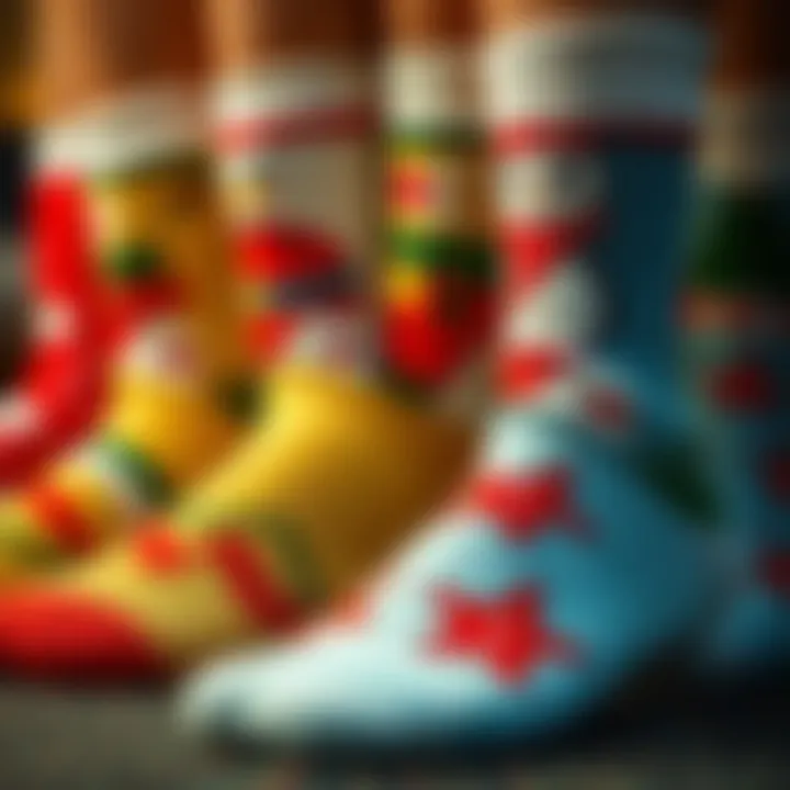 Custom Design Party Favor Socks Close-up of personalized socks with unique designs