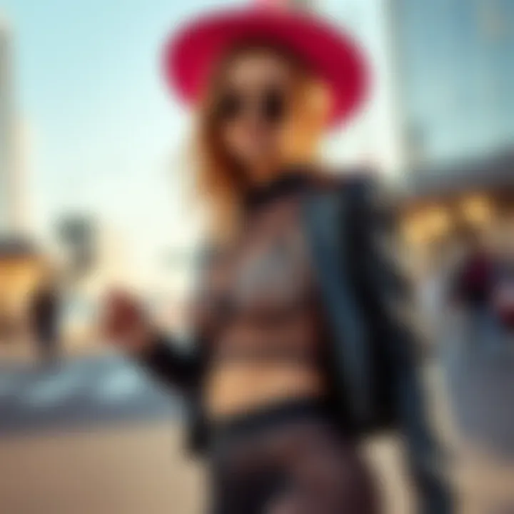 A confident individual showcasing see-through leggings in a trendy outfit