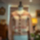 A vintage cardigan displayed on a mannequin, showcasing intricate knit patterns.