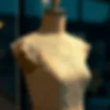 A timeless elegant dress displayed on a mannequin, showcasing intricate lace details.