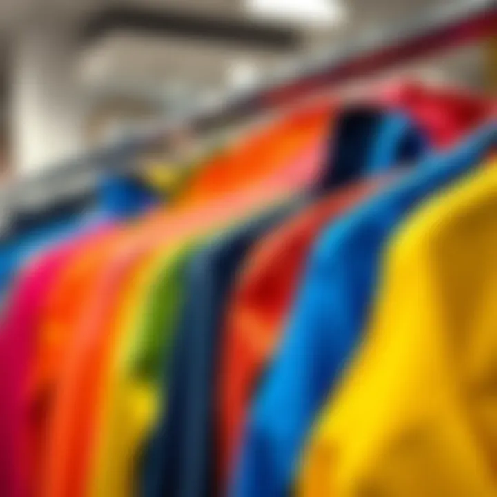Stylish yoga jackets displayed on a rack showcasing various colors