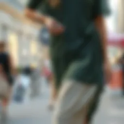 Elegant layering with thin shorts under a flowing dress