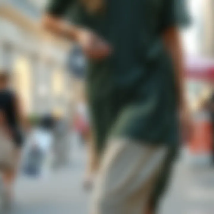 Elegant layering with thin shorts under a flowing dress