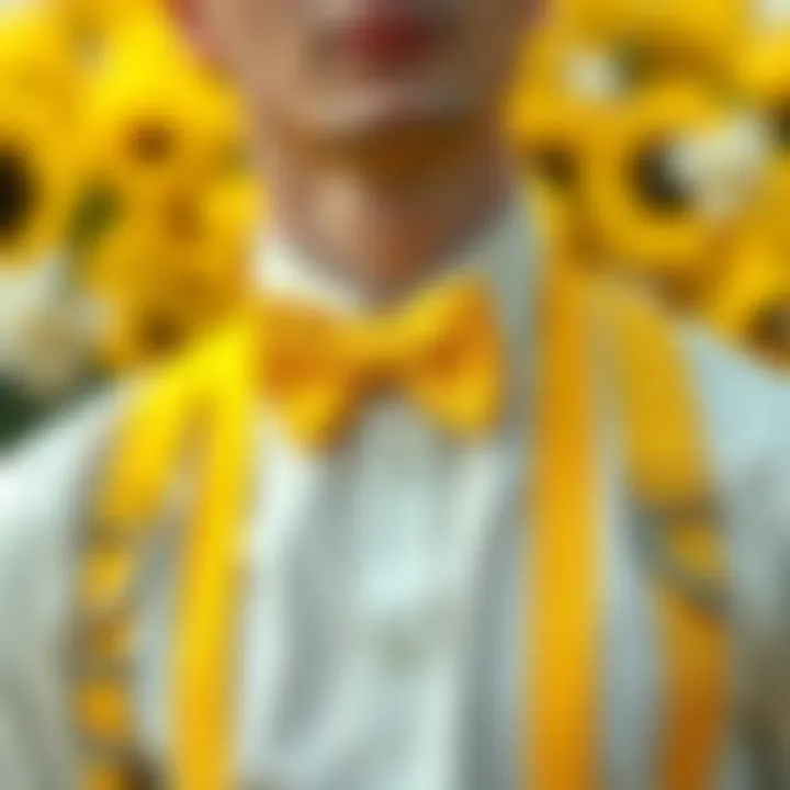 A collection of styling tips featuring yellow suspenders and bow ties