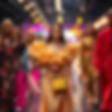 Vibrant fashion runway showcasing emotional expression through clothing