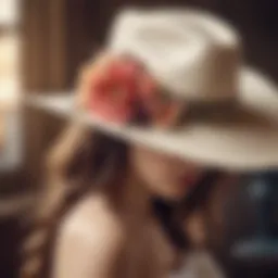 Elegant cowboy hat adorned with flowers for a bridal look