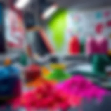 A designer workspace featuring chunky glitter acrylic powder in various colors