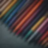 A close-up view of various tailoring pencils showcasing different colors and textures