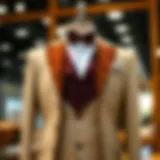 Elegant suit with vest and bowtie ensemble displayed on a mannequin