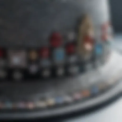 Close-up of a rhinestone bucket hat showcasing intricate embellishments