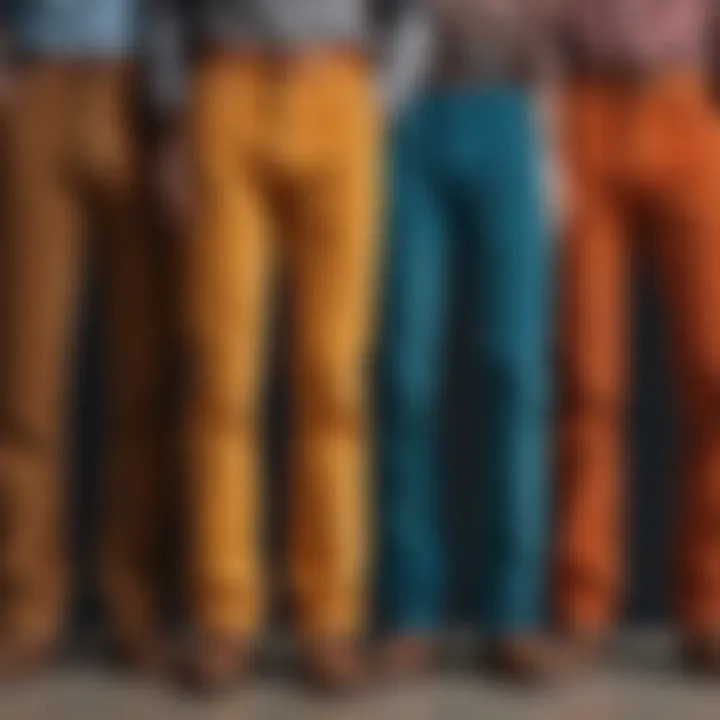 Different colors and styles of corduroy straight leg pants