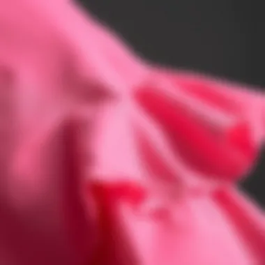 Close-up of fabric texture used in ruffle hem bodycon dress