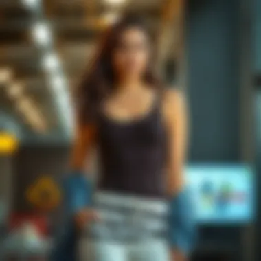 A model showcasing the versatility of the scoop tank bodysuit styled for different occasions.