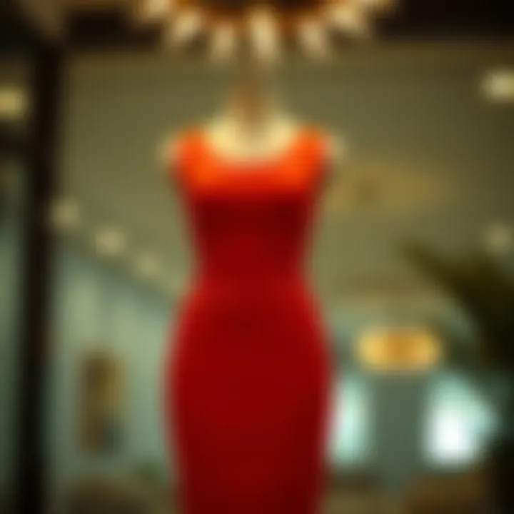 Elegant display of a shirred bodycon dress in a vibrant color