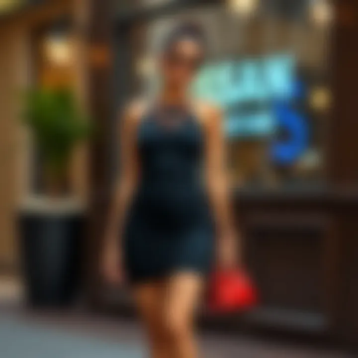 Stylish outfit pairing of the shirred bodycon dress with accessories